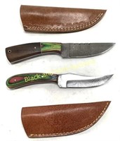 (2) Damascus Steel Handmade Resin Handle Knives