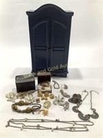 Costume Jewelry & Blue Jewelry Case