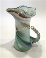 Swirl Blown Slag Glass Vase Pitcher