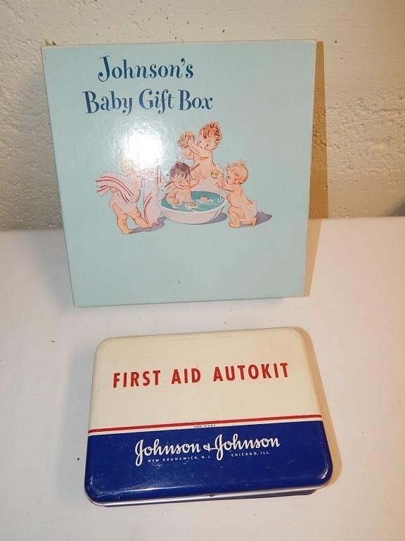 1942 Johnson Johnson First Aide Kit & Baby Box