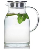 Glass Pitcher with Lid, 68Oz Heat Resistant