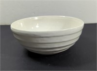 Vintage Stoneware White Ribbed Mixing Bowl