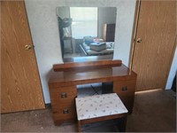 Dressing table on casters , removable mirror &