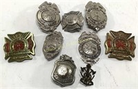 6 MO Fire Dept. Badges, Pin, 2 Jr.Firefighter Pins