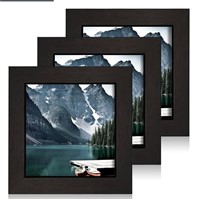 (3) Hongkee 4x4inch black wood picture frames