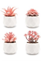 Mini faux Succulents Plants in white pots 6pcs