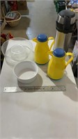 Plastic coffee thermos pitchers, decorative glass