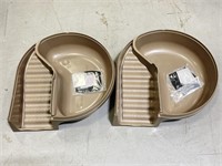 Two tan base pieces for cat litter box