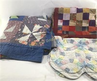 (3) Handmade Pinwheel & Square Quilts