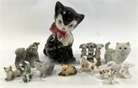 (12) Porcelain Cat & Animal Statues