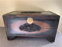 J.L. George Chinese Heavily Carved Blanket Box