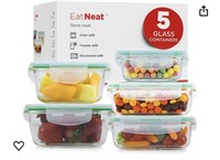 EatNeat Set of 5 Glass Food Storage Containers
