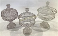 (3) Candy Dishes; Thumbprint Pattern