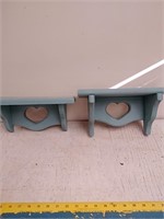 2 small heart-shaped shelves