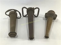 (2) Brass Firehose Nozzles & (1) Iron Nozzle