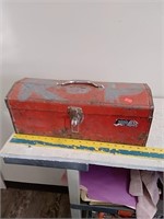 Metal toolbox with assorted tools