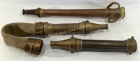 (3) Vintage Brass & Copper Fire Hose Nozzles