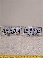 Matching set of vintage Montana license plates