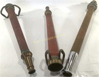 (3) Brass Fire Hoses: C.C.C Fire Hose Co.