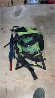 Hiking bag pack, umbrella