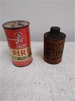 Vintage fire extinguisher/ vintage tin