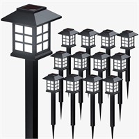 12-Pack Solar Path Lights - Waterproof  White