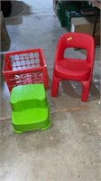 Milk crate kids stool, kids chair