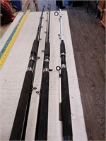 Group of 3 heavy action two-piece fishing rods