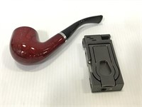Pipe lighter with pipe stand and smoking pipe