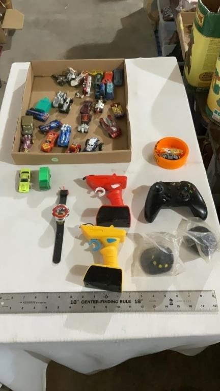 Hot wheel cars, Xbox controller ( untested), kid