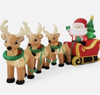 Lighted Inflatable Santa Claus & Reindeer