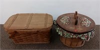 Vintage picnic basket and sewing basket - larger