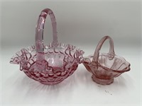 Fenton Imperial Pink Glass Baskets