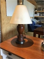 Vintage wooden lamp with shade