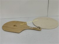 Pizza Stone & Wooden Pizza Paddle