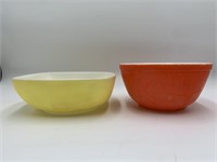 Vintage Yellow Red Pyrex Bowls