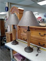 Pair of wooden lamps with shade