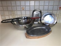 Tin Platters, Bowls, & Fish Griller
