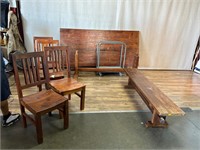 Reclaimed Wood Table w/Bench & 4 Chairs
