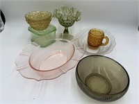 Pink, Green, Amber Depression Glass