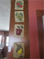 4 Kitchen Resin Wall Tiles Fruit/Veg