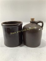 Antique Brown Ceramic Jug & Planter