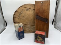 Wooden Hat Box, Ammo, Slicer & More