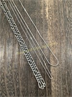 (3) 925 Sterling Silver Chain Necklaces