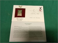 Gold plated stamp broad billed humming bird.
