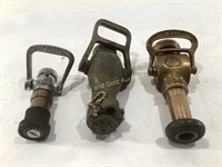 (3) Vintage / Antique Firefighter Hose Nozzles