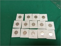 14 old Jefferson nickels 1939-1959 date range