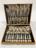 Gold Toned Silverware Set With Case New!