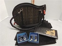 Women's Purse, Checkbook Wallet & Earring Sets