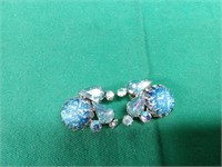 Beautiful blue art glass cabochon earrings by